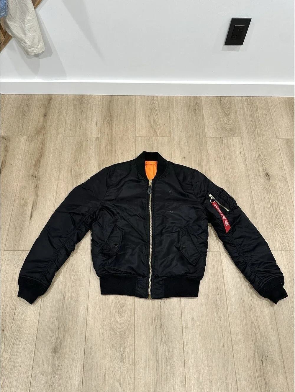 Alpha Industries Jacket Mens Large Black MA1 Flight Bomber Reversible Def Jam